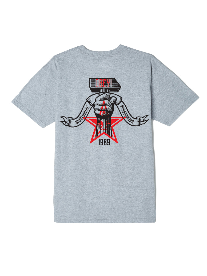 obey 163082211 hammer tee heather grey