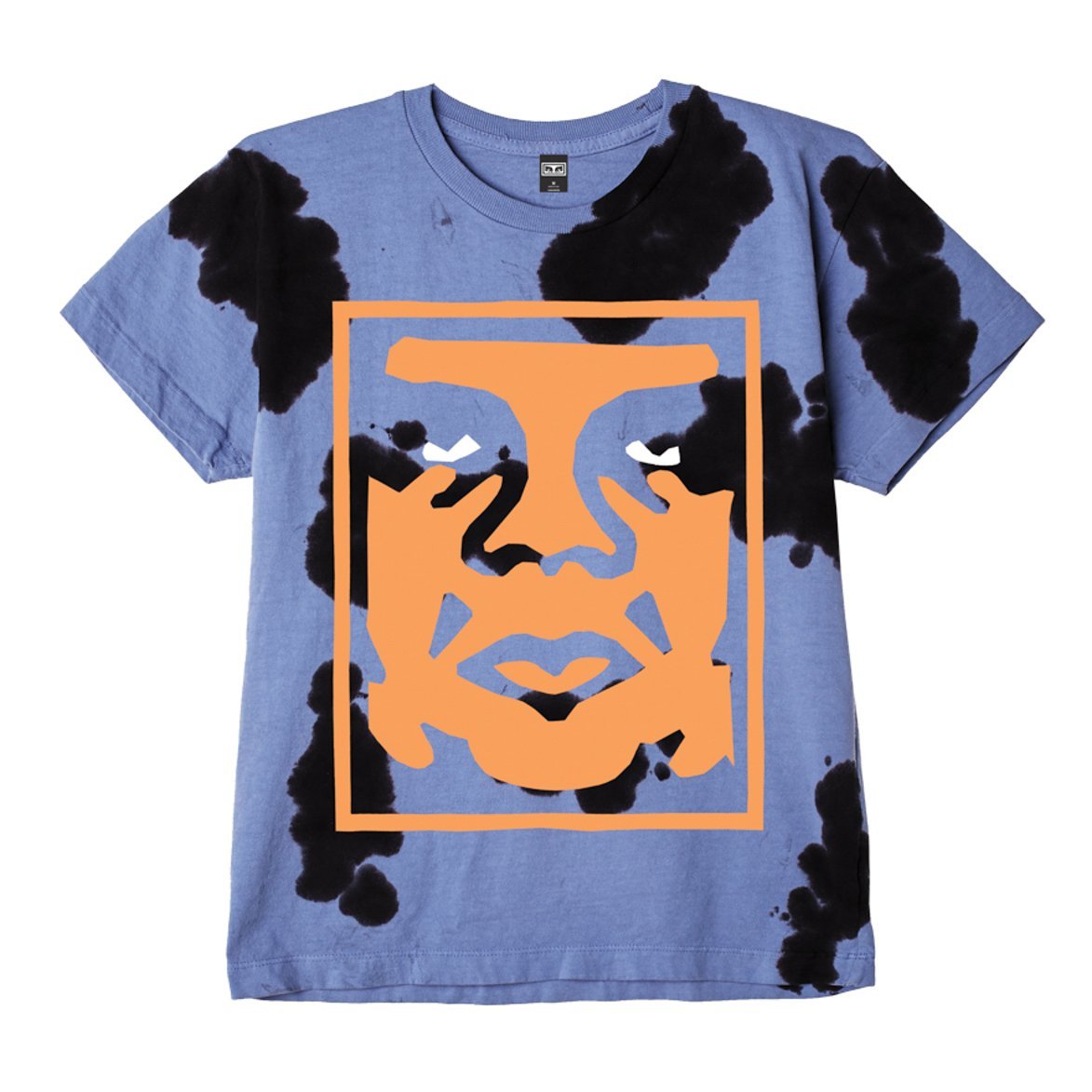 obey 163102209 paper cut heavyweight cow tie dye t shirt blue