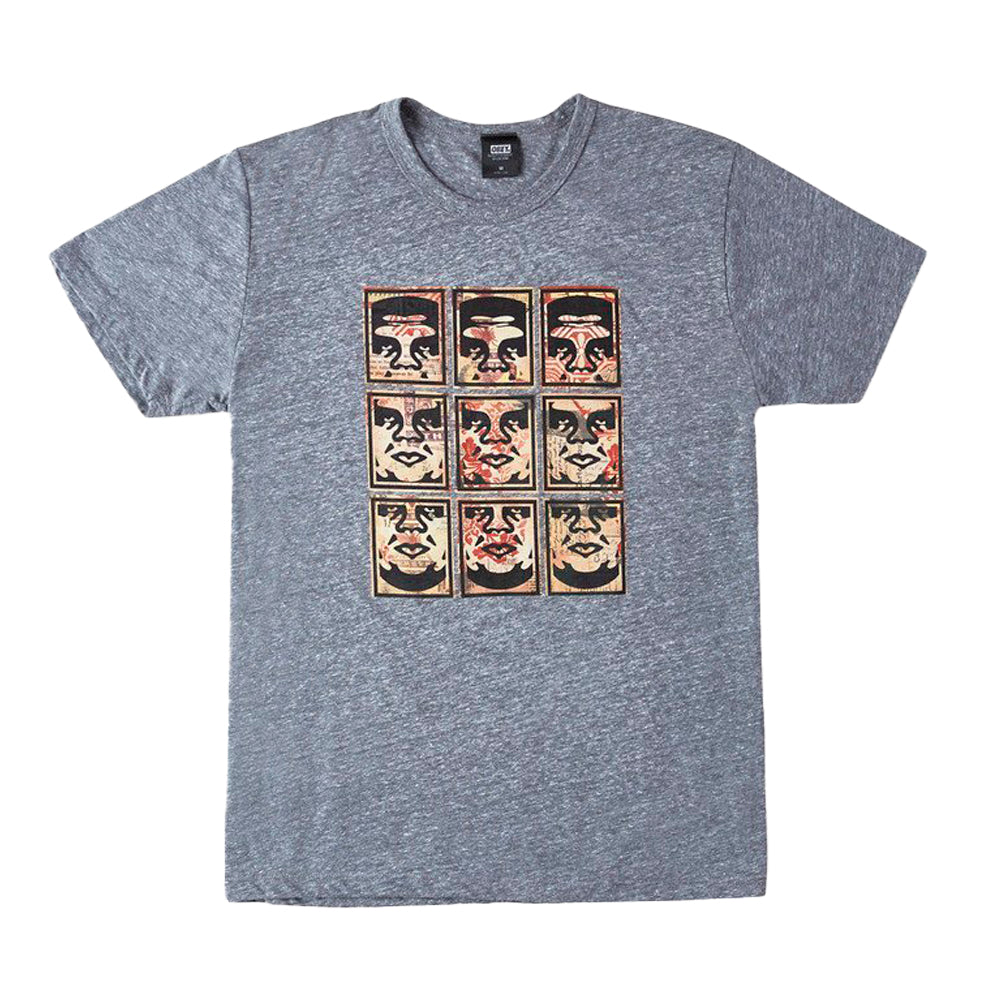 OBEY OBEY NINE FACES TEE // HEATHER GREY