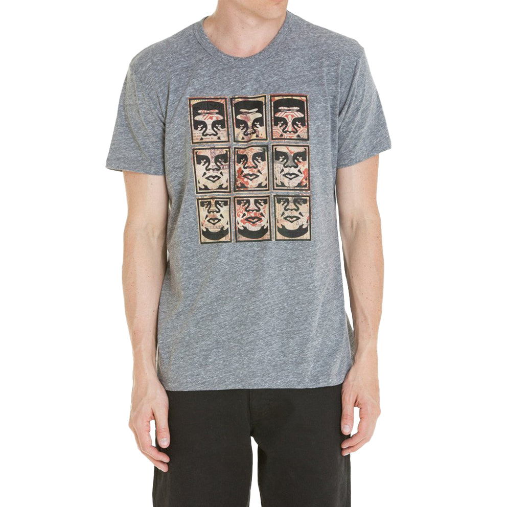 OBEY OBEY NINE FACES TEE // HEATHER GREY