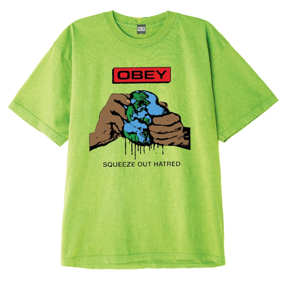 obey 166912192 squeeze out hatred heavyweight classic box t shirt bright lime