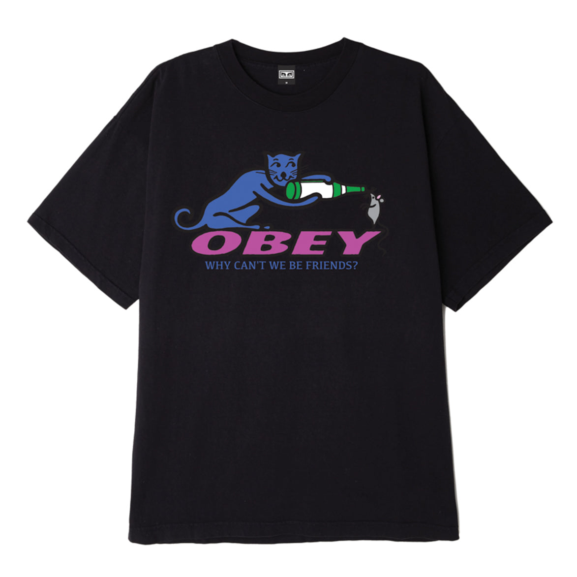 OBEY OBEY WHY CAN'T WE BE FRIENDS T-SHIRT // OFF BLACK
