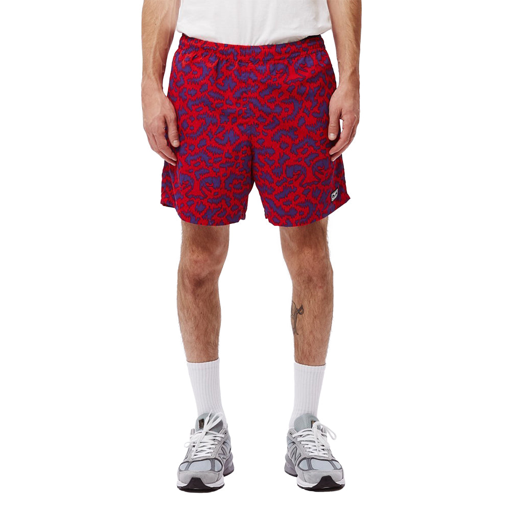 obey 172120053 easy relaxed fuzz short red multi