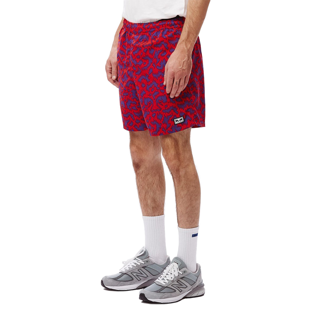 obey 172120053 easy relaxed fuzz short red multi