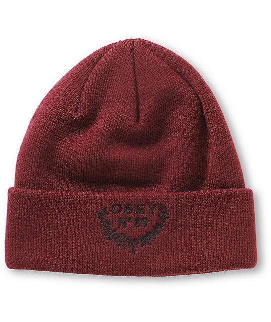 obey 200030014 wattles beanie burgundy