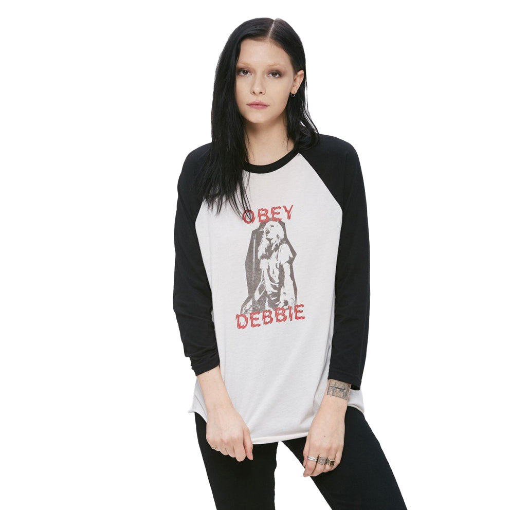 OBEY OBEY X DEBBIE HARRY STATIC DEBBIE RAGLAN // CREME/BLACK