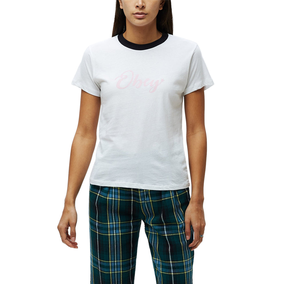 obey 267221567 starry script ringer tee whiteblack