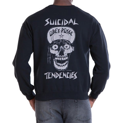 OBEY OBEY X SUICIDAL FLIP CAP SKULL PULLOVER // NAVY