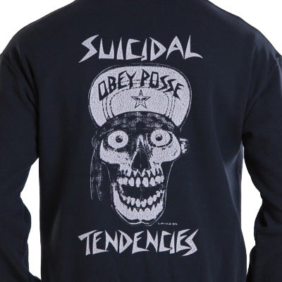 OBEY OBEY X SUICIDAL FLIP CAP SKULL PULLOVER // NAVY