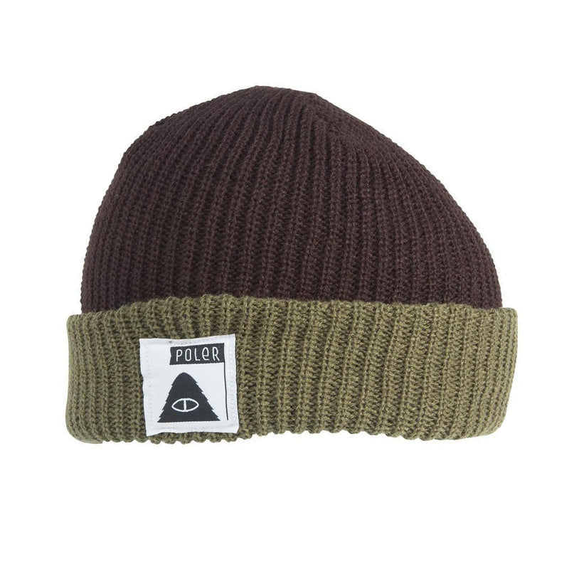 POLER STUFF POLER TRAILBOSS BEANIE // DARK BROWN/ARMY GREEN