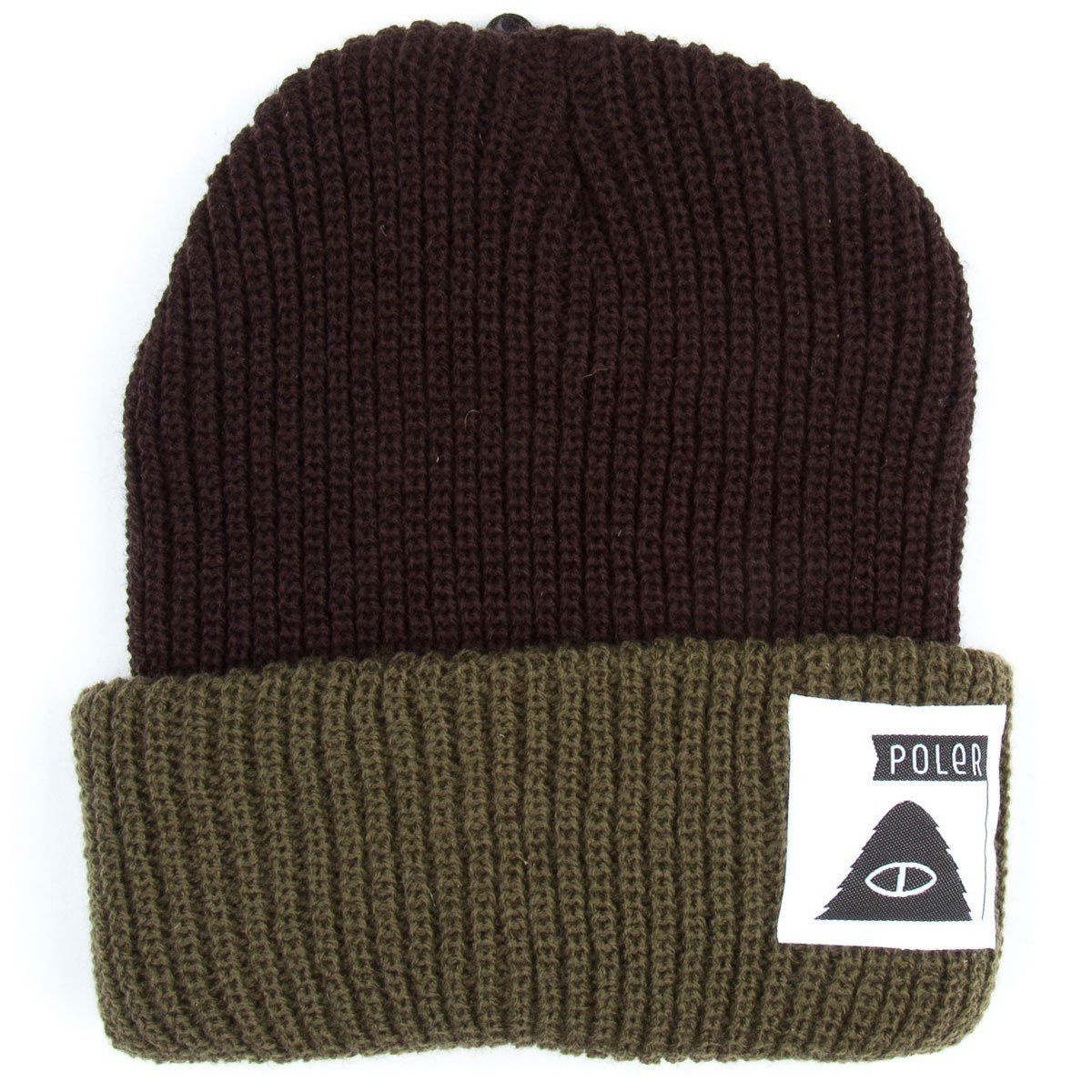 POLER STUFF POLER TRAILBOSS BEANIE // DARK BROWN/ARMY GREEN