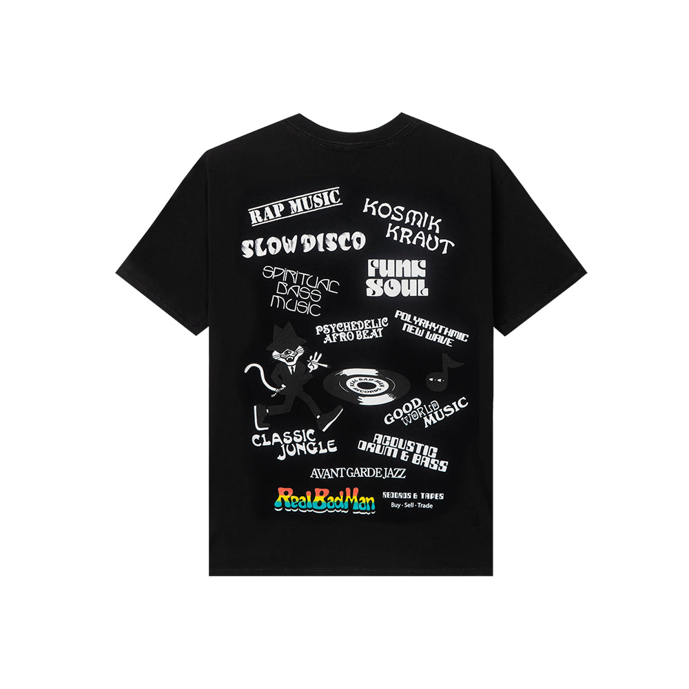 REAL BAD MAN REAL BAD MAN RECORDS AND TAPES TEE // BLACK