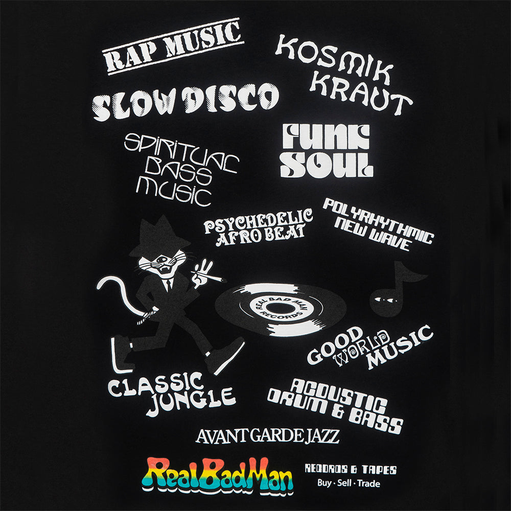 REAL BAD MAN REAL BAD MAN RECORDS AND TAPES TEE // BLACK