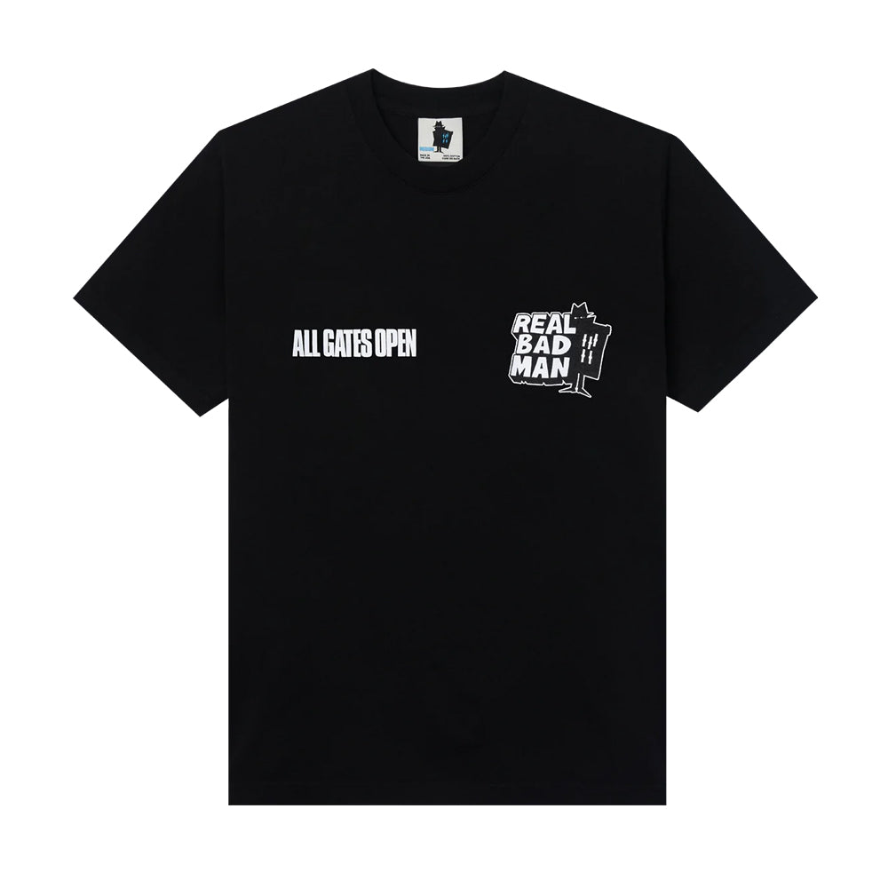 REAL BAD MAN REAL BAD MAN ALL GATES OPEN TEE // BLACK