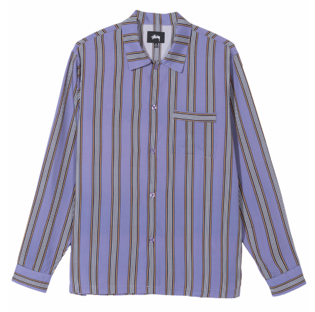 stussy 1110020 cove striped ls shirt lavender