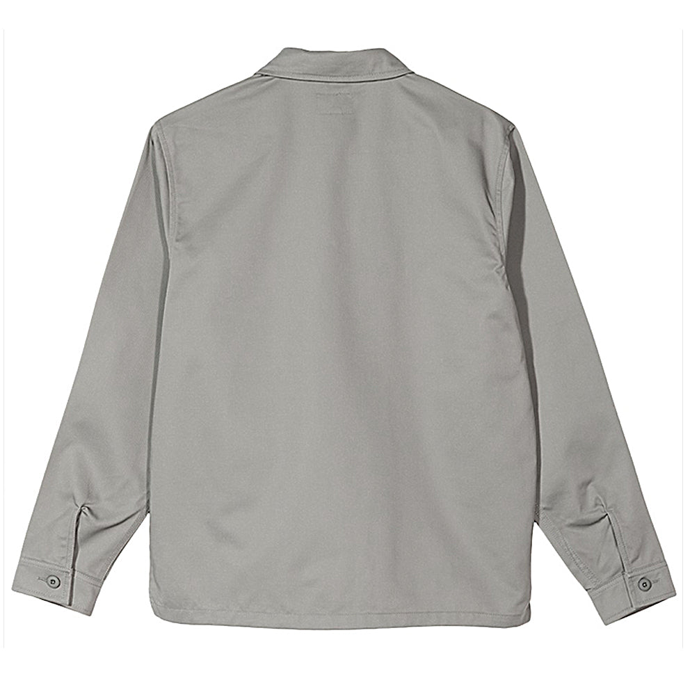 stussy 1110028 poly cotton zip up lsl shirt grey