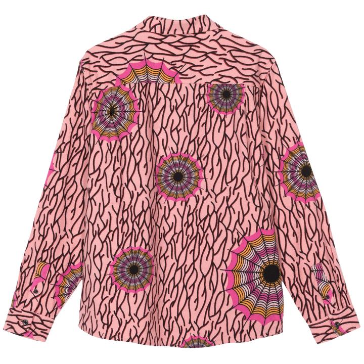 stussy 1110087 spider web flannel ls shirt pink