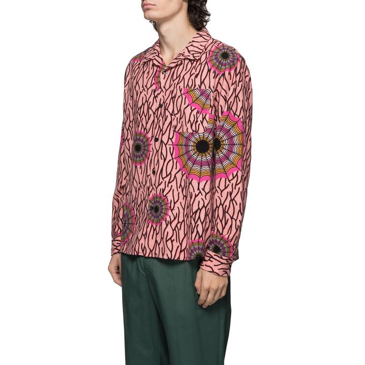 stussy 1110087 spider web flannel ls shirt pink