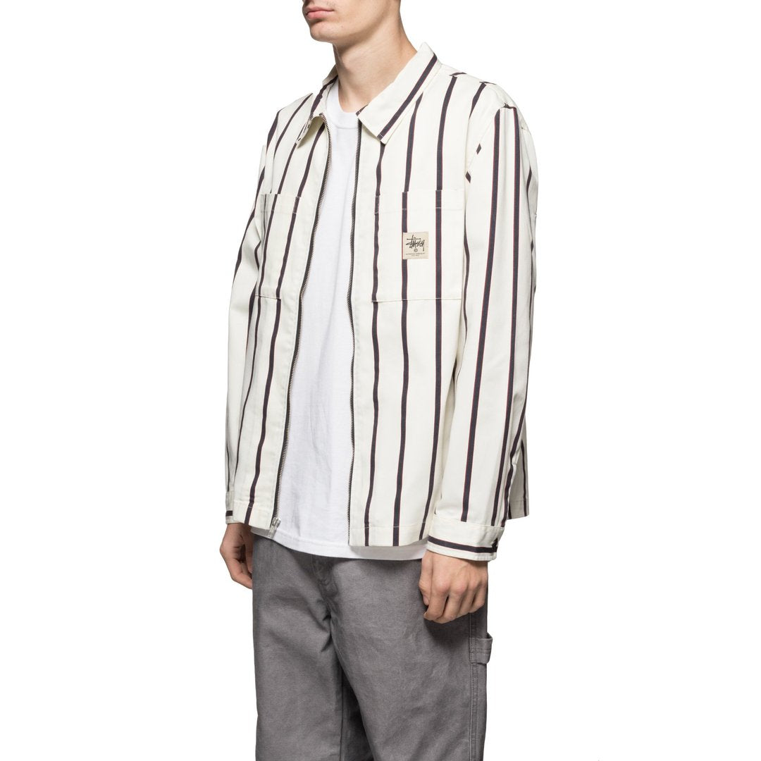 stussy 1110092 zip up work shirt stripe