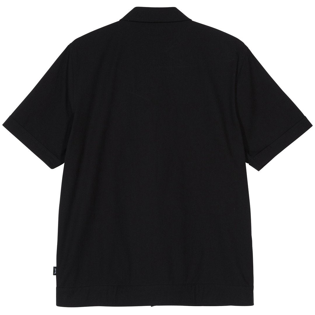stussy 1110093 striped knit panel shirt black
