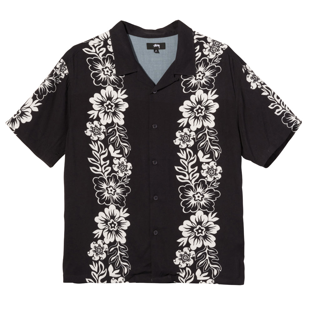 stussy 1110157 hawaiian pattern shirt black