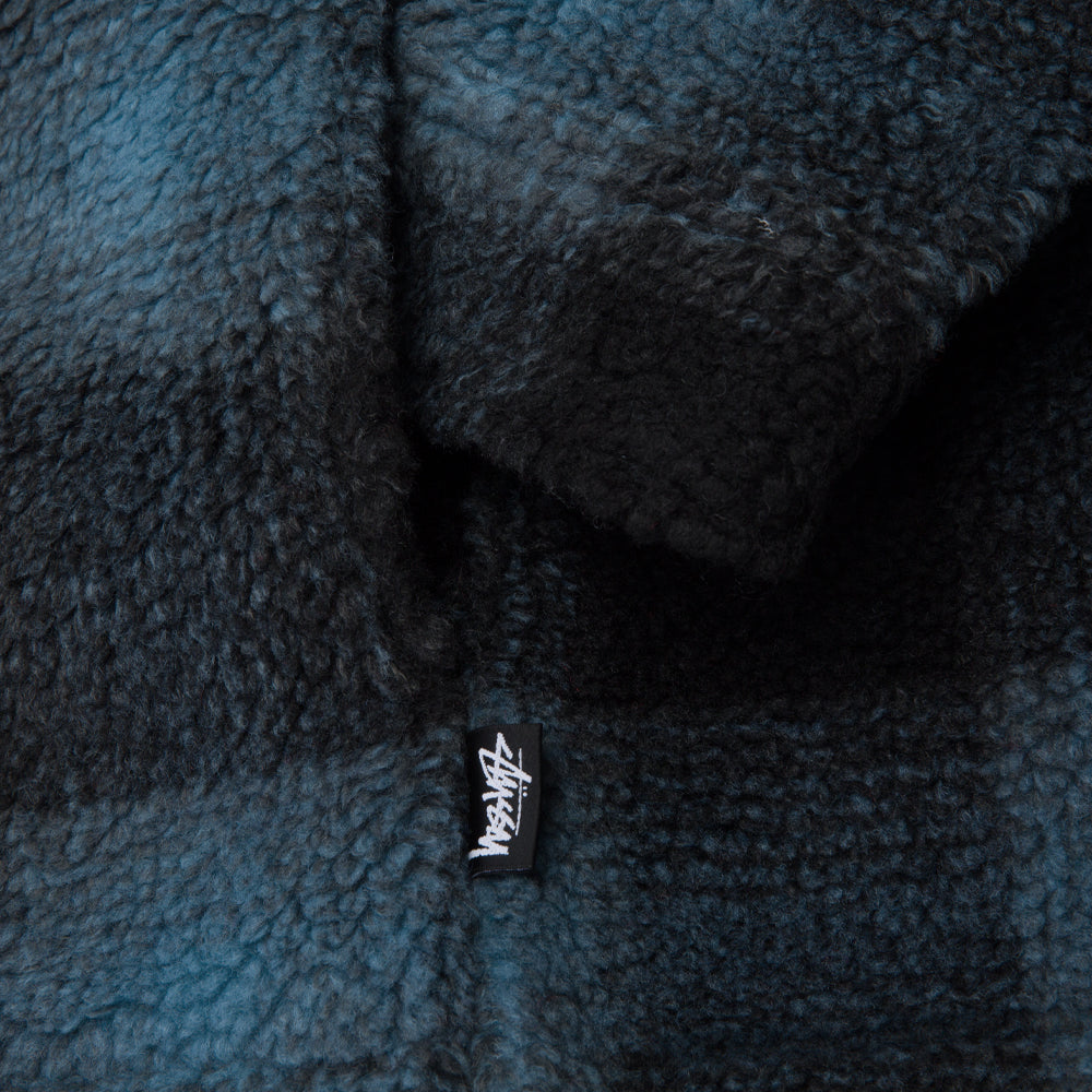 stussy 1110224 shadow plaid sherpa zip shirt blue
