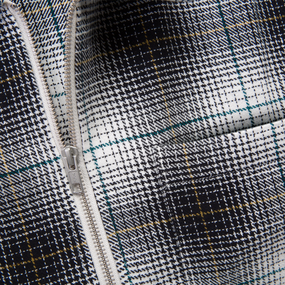 stussy 1110238 paul shadow plaid zip shirt black