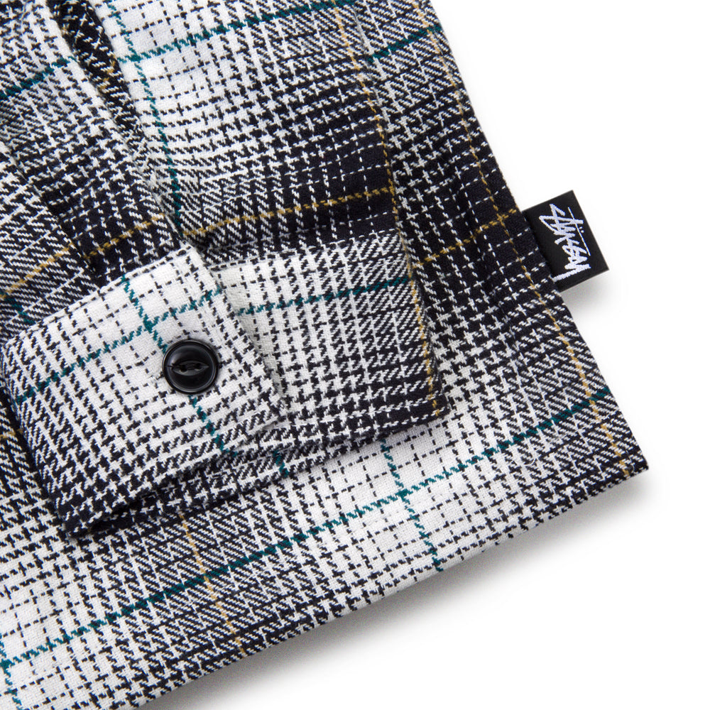 stussy 1110238 paul shadow plaid zip shirt black