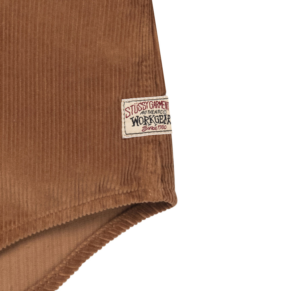 stussy 1110243 wide wale cord zip shirt copper
