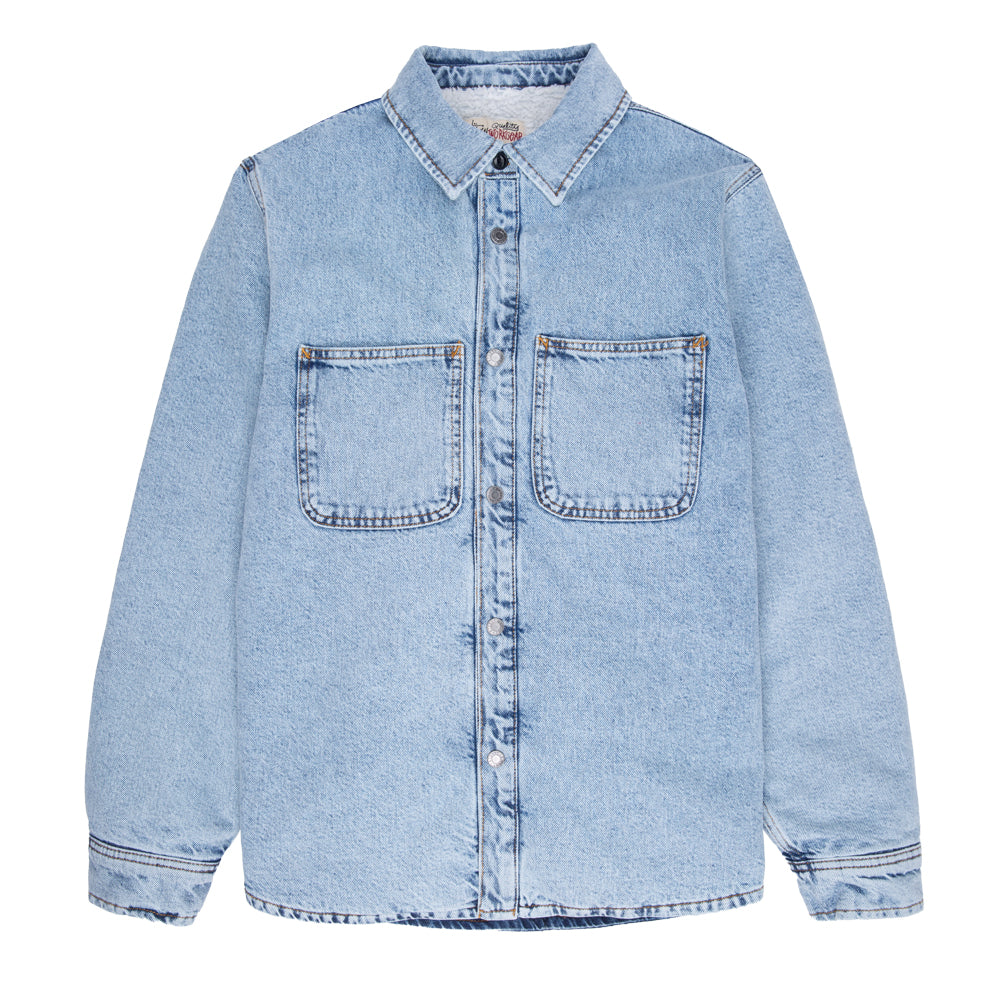 stussy 1110244 sherpa lined denim shirt light denim