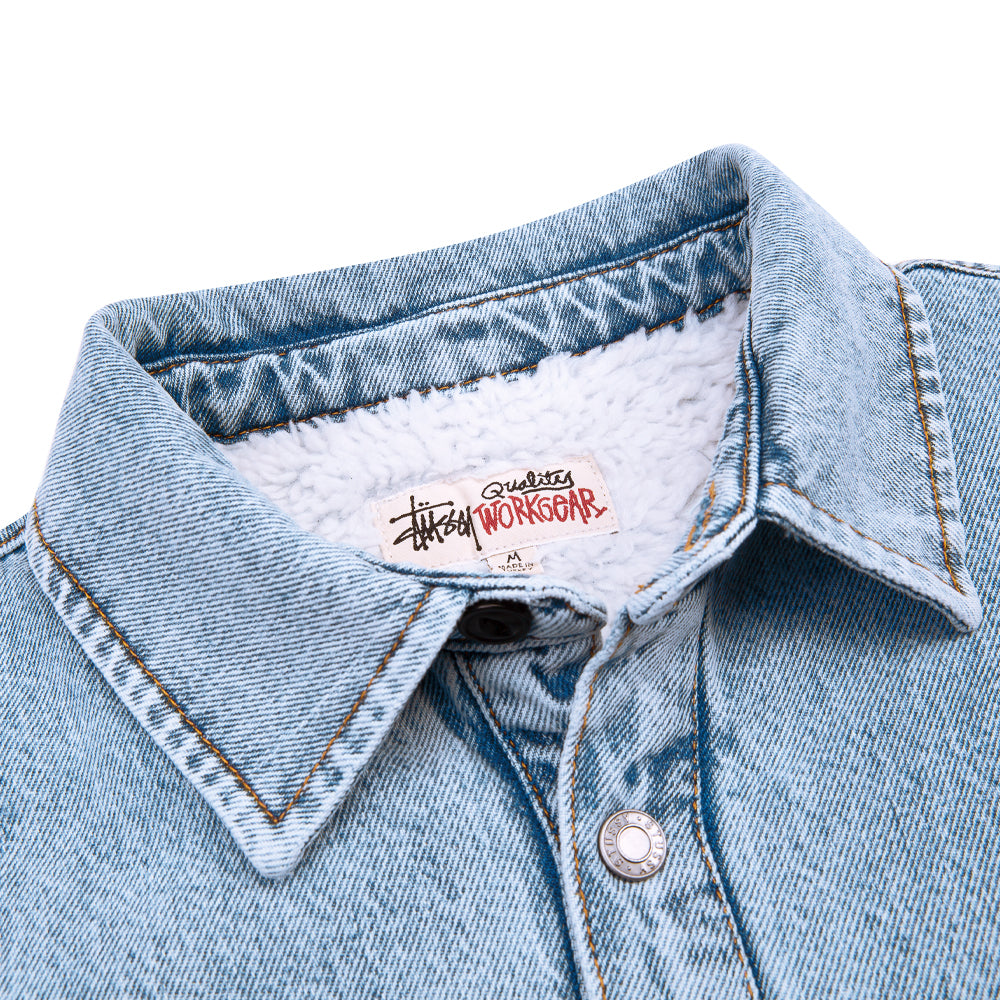 stussy 1110244 sherpa lined denim shirt light denim