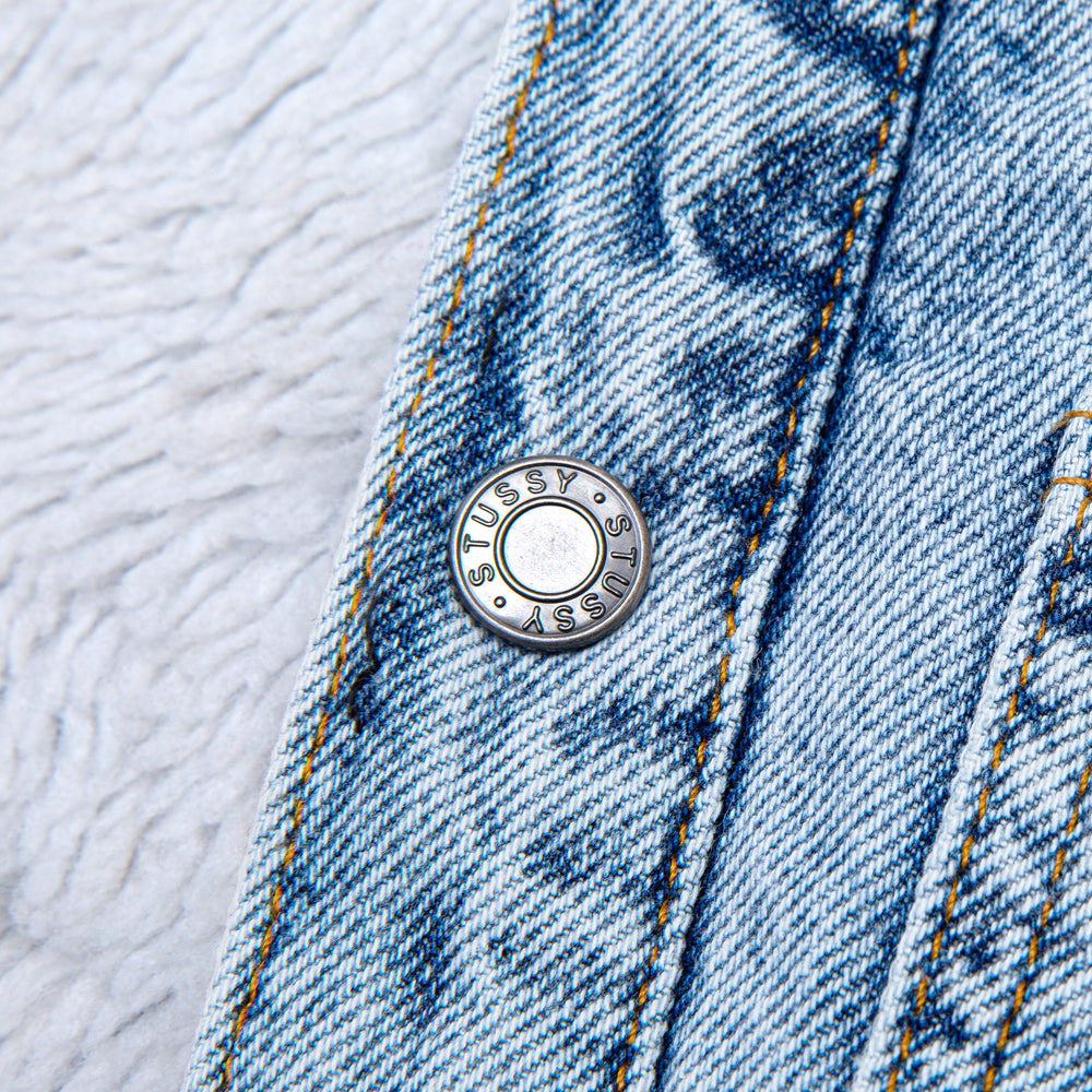 stussy 1110244 sherpa lined denim shirt light denim