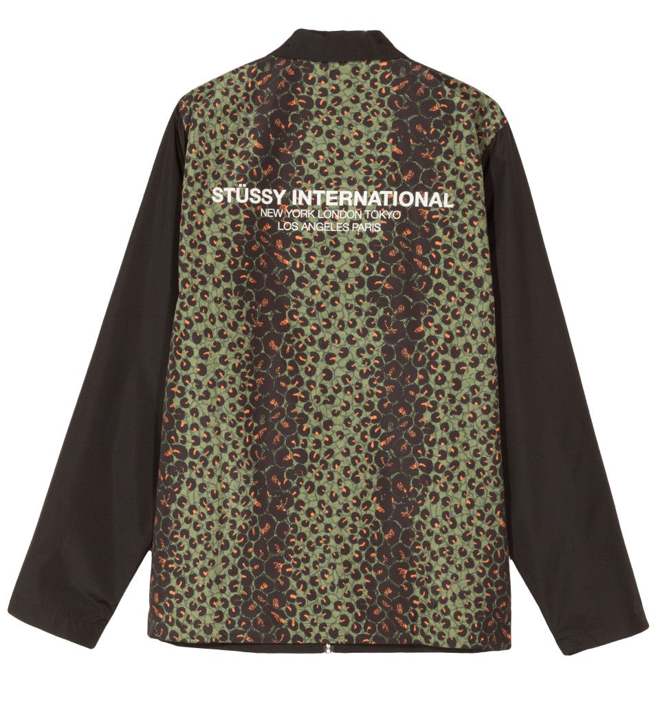 stussy 115450 leopard panel jacket black