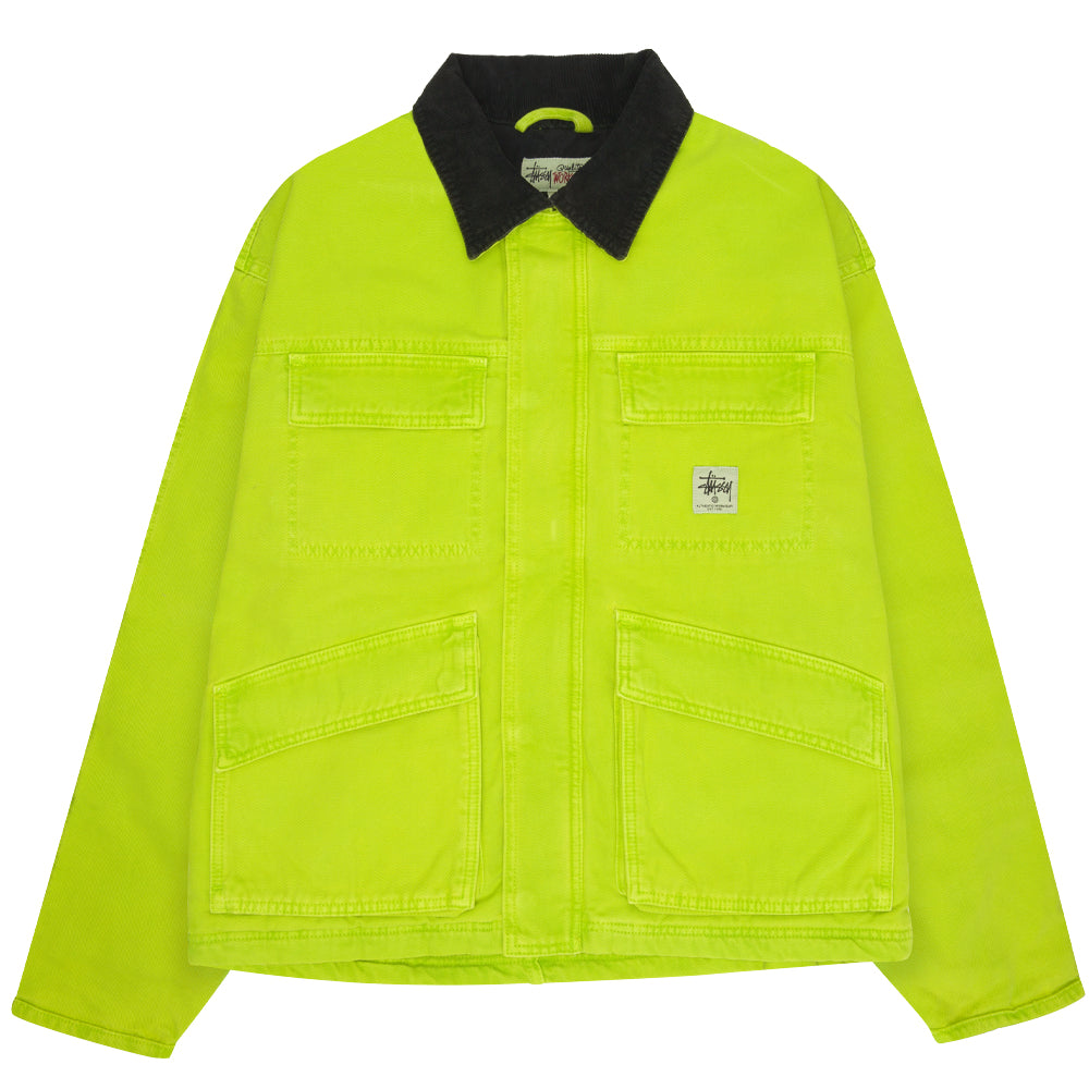stussy 115589 washed canvas shop jacket lime