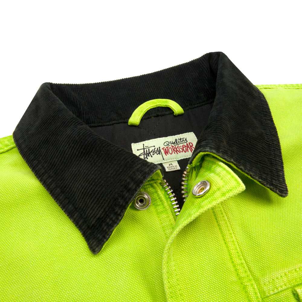 stussy 115589 washed canvas shop jacket lime