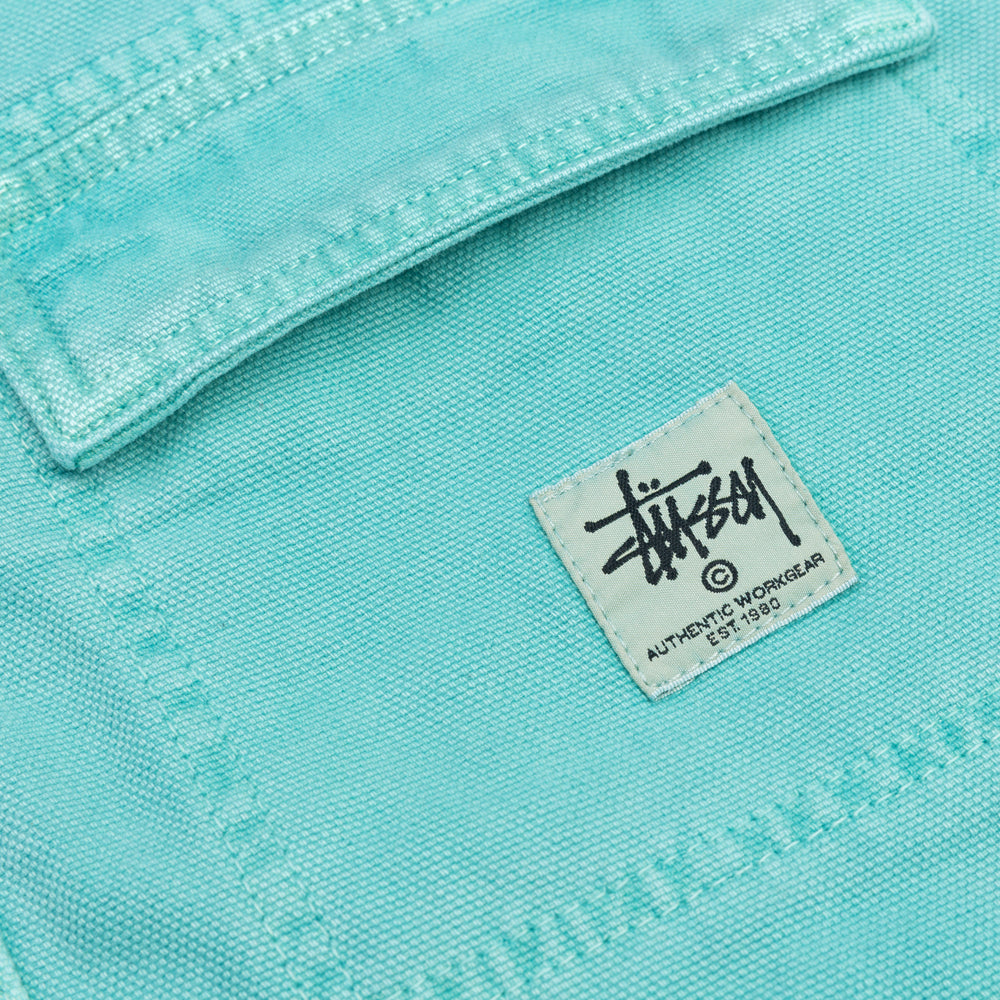 stussy 115589 washed canvas shop jacket teal