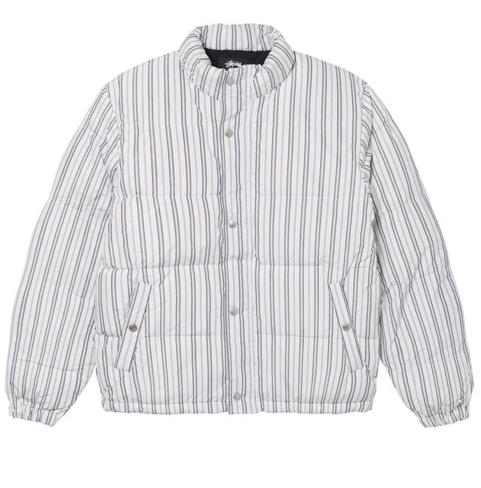 stussy 115602 stripe down puffer jacket bone