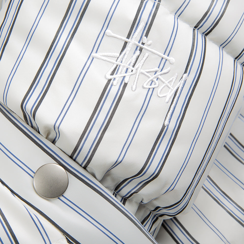 stussy 115602 stripe down puffer jacket bone