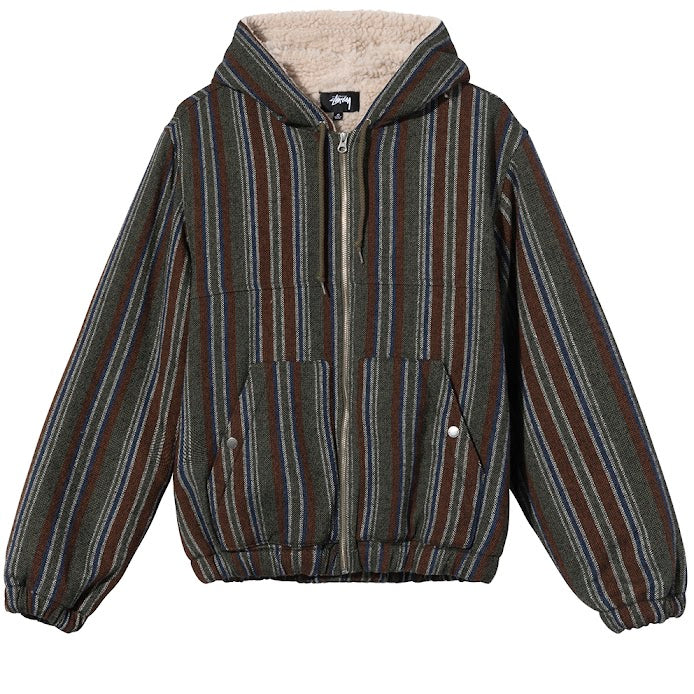 stussy 115606 wool stripe work jacket olive