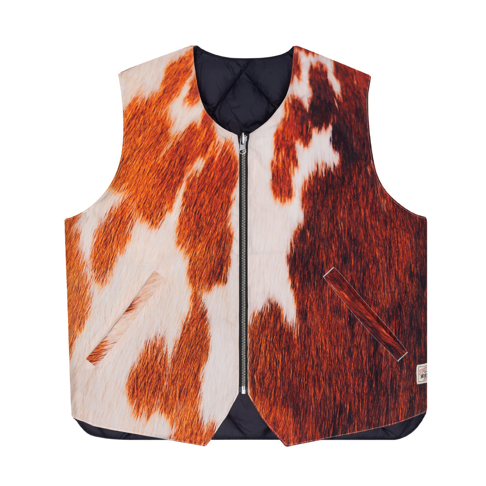 stussy 115695 reversible quilted vest cowhide