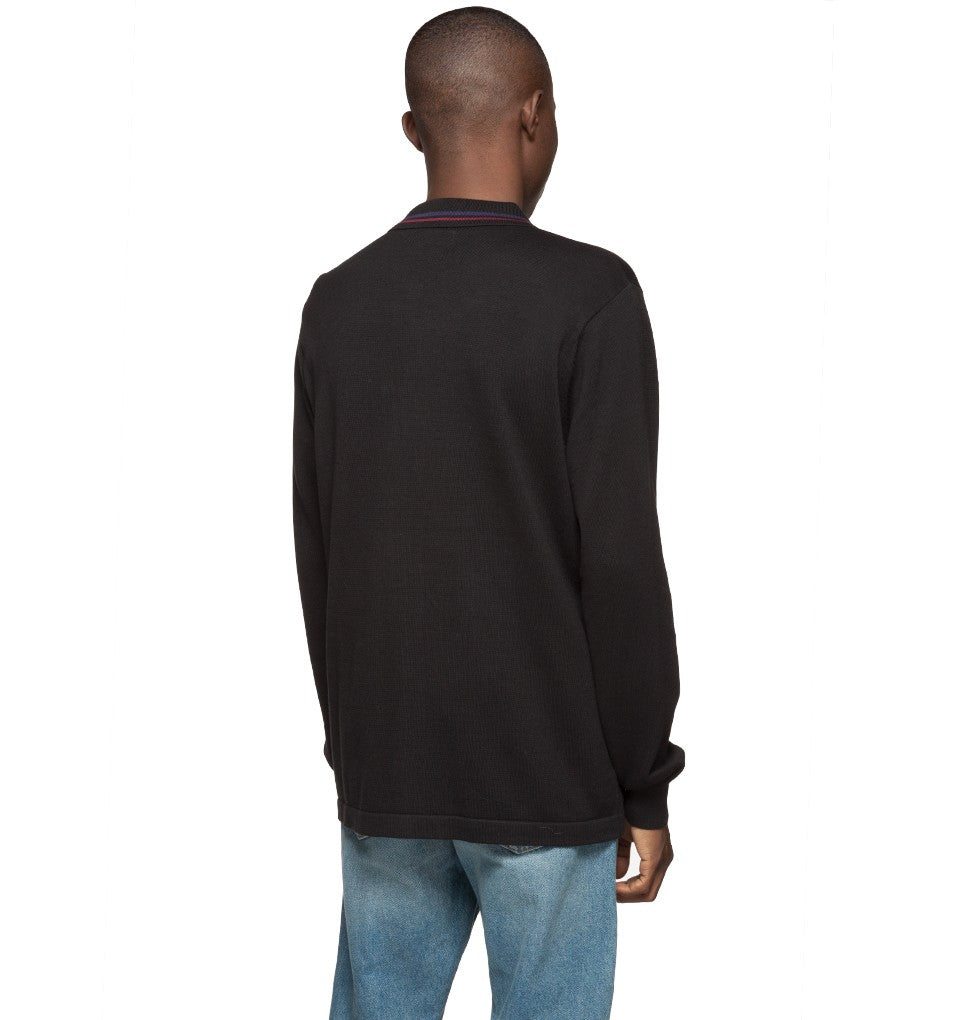 stussy 117057 perry zip lsl polo knit black