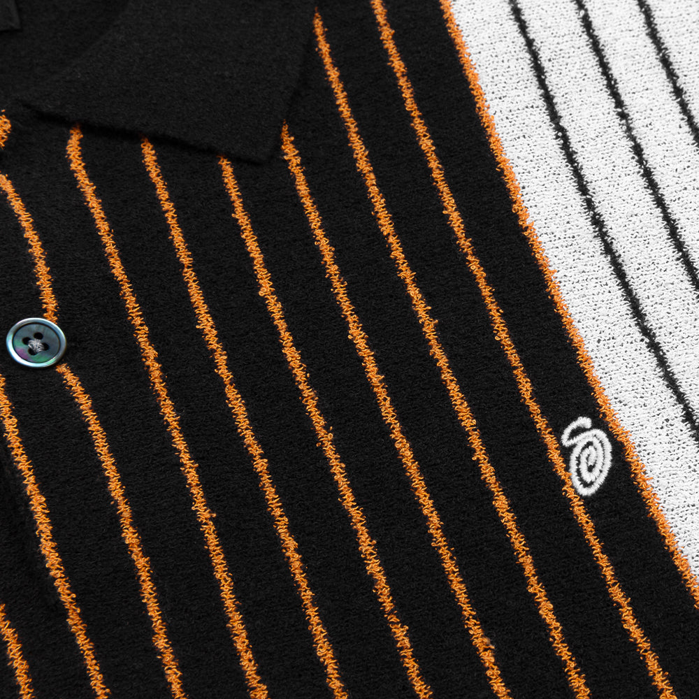 stussy 117167 textured ss polo sweater black stripe