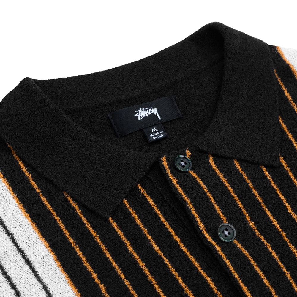 stussy 117167 textured ss polo sweater black stripe