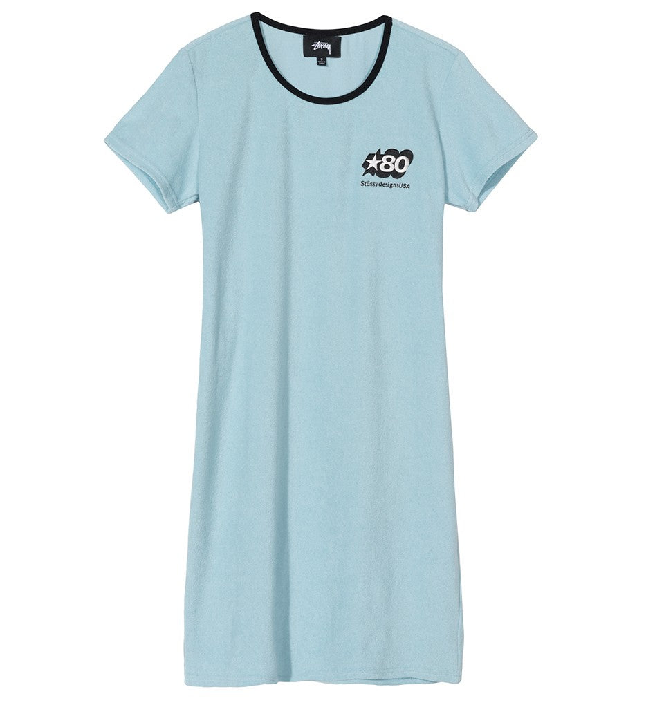 stussy 214484 barra mini dress light blue