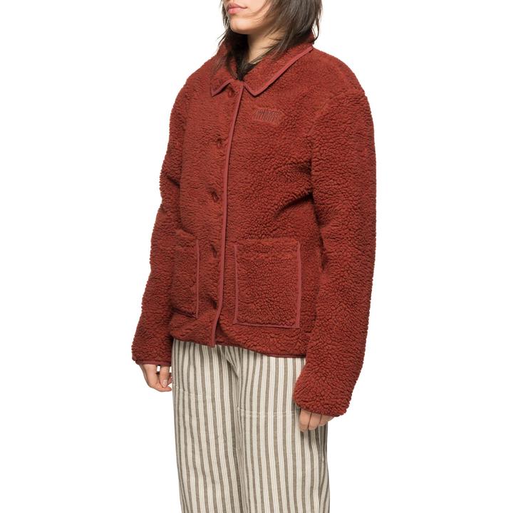 stussy 218100 sherpa button down jacket clay