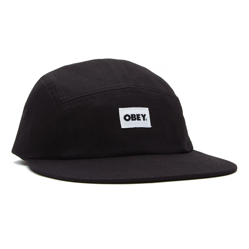 OBEY BOLD LABEL ORGANIC 5 PANEL HAT // BLACK