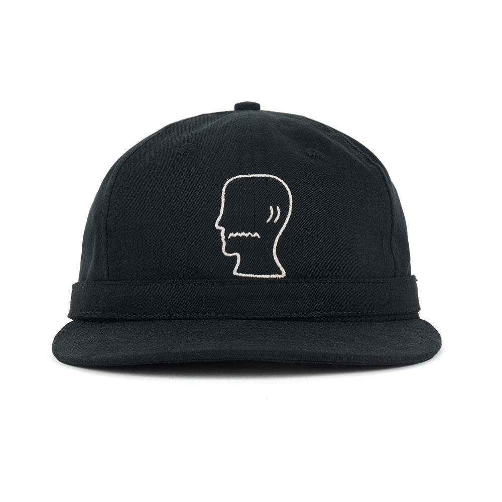 BRAIN DEAD EXTENDED STRAP 6 PANEL LOGOHEAD HAT // BLACK. – Collateral