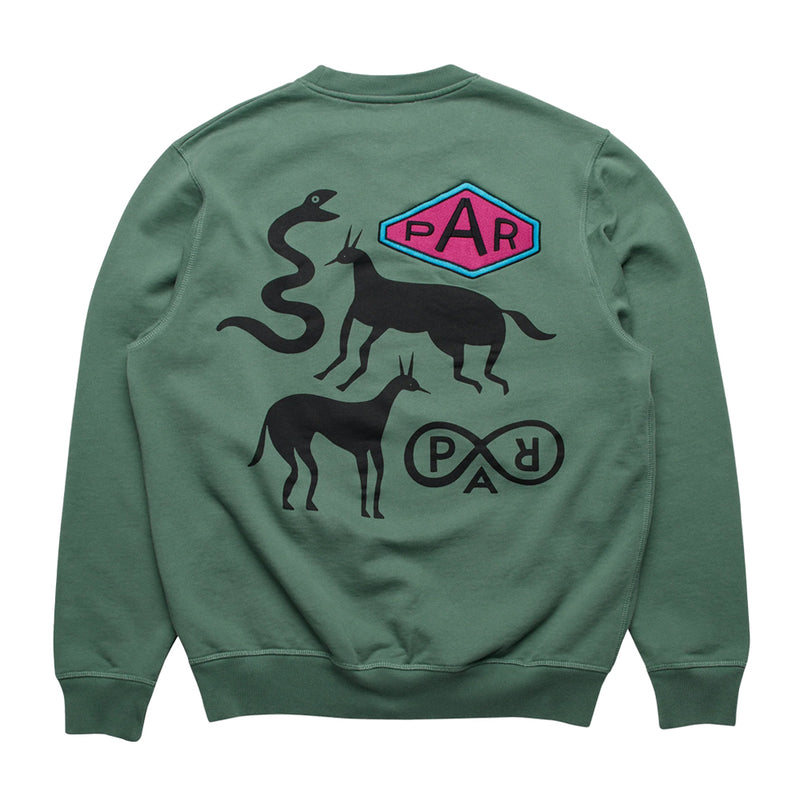 by parra 50216 snaked by a horse crew neck sweatshirt pine green