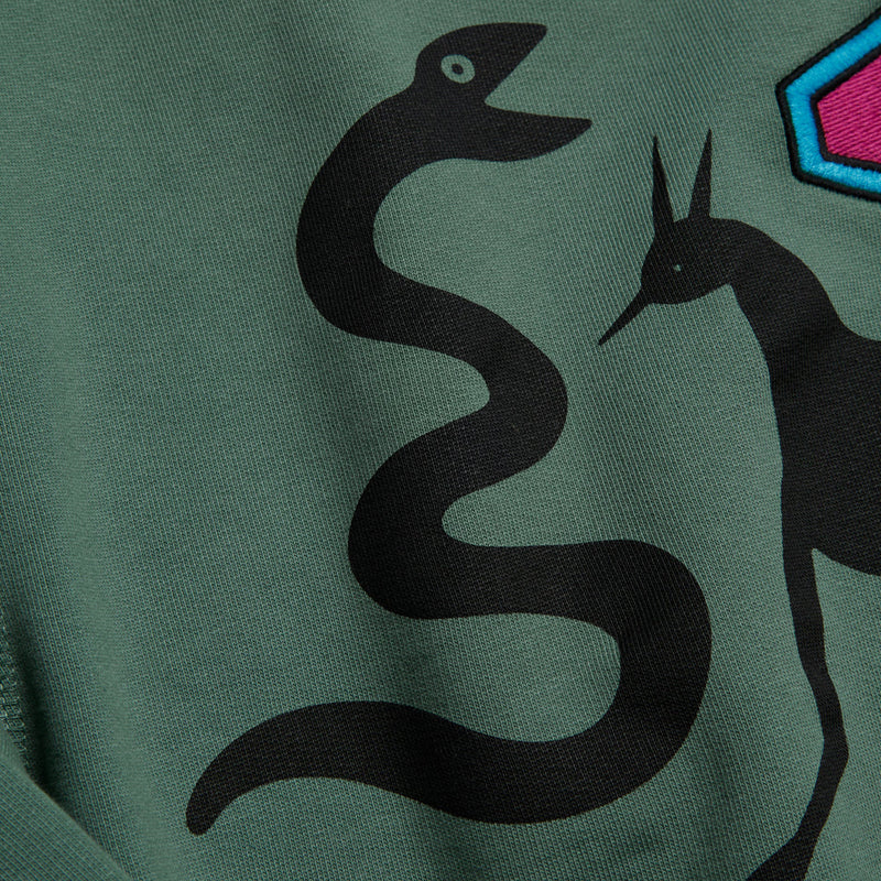 by parra 50216 snaked by a horse crew neck sweatshirt pine green