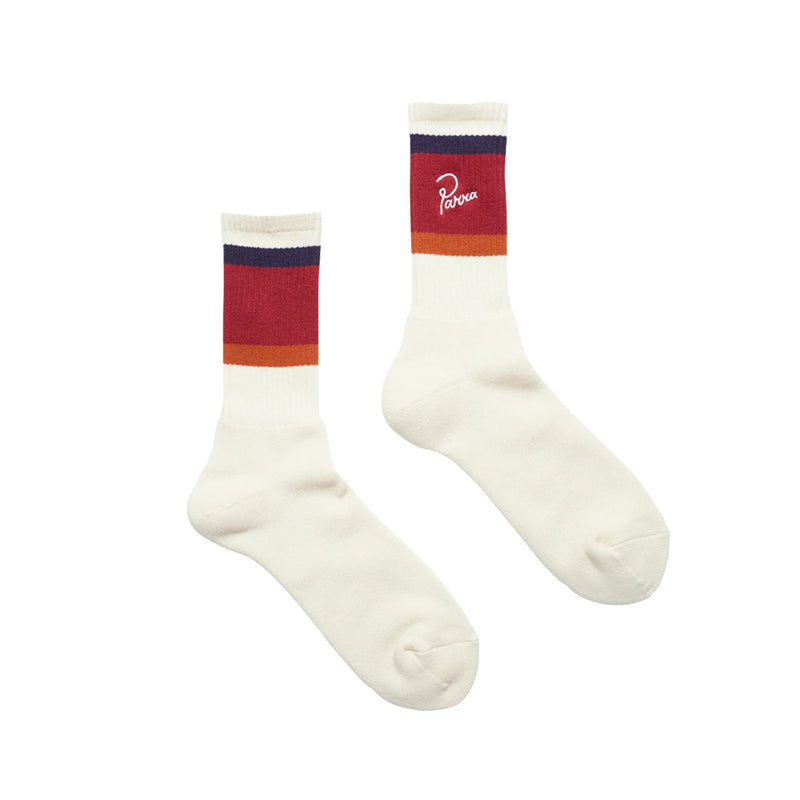 by parra 50255 script logo crew socks off white